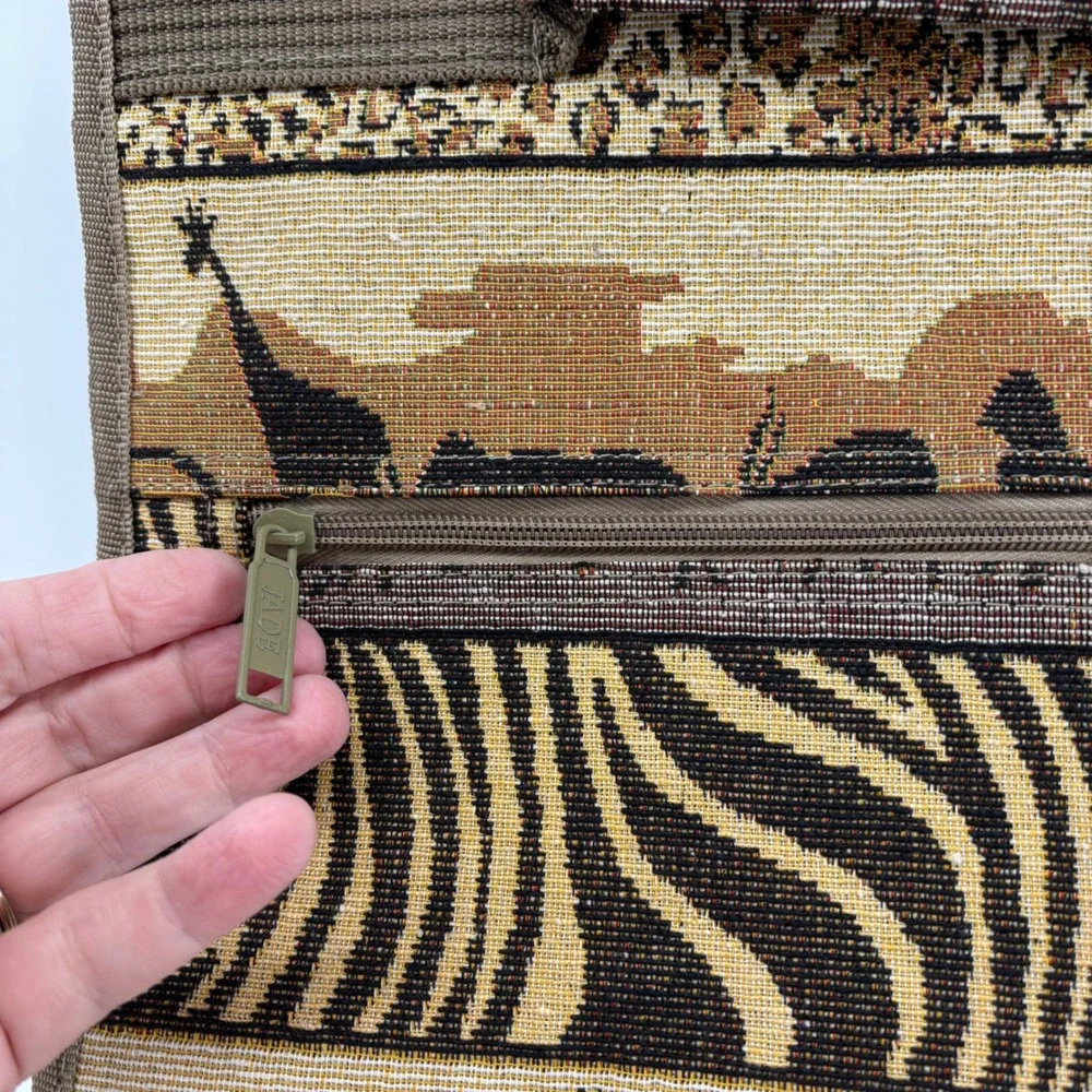 Jade Rolling Shopping Bag Large Brown Safari Animal Tapestry Ecletic Boho Unique